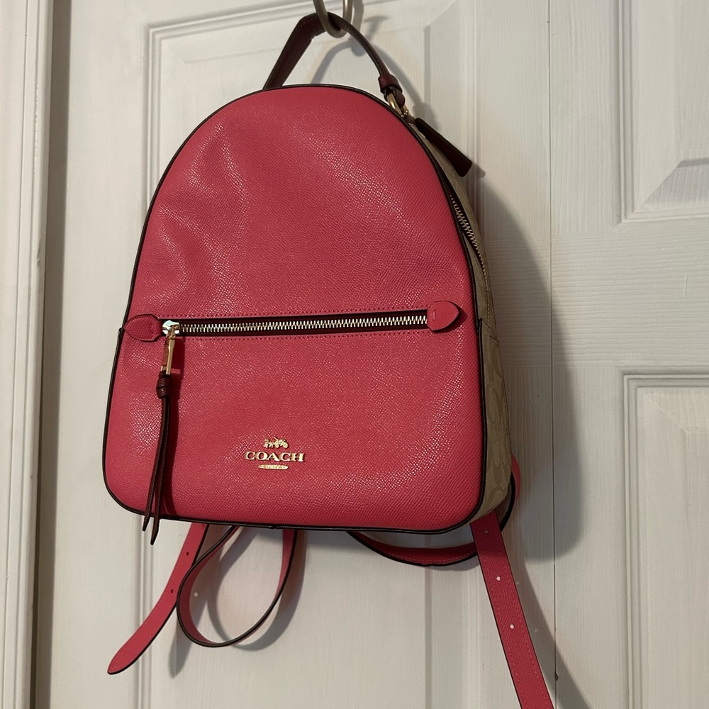 Coach Fuchsia and Tan Backpack